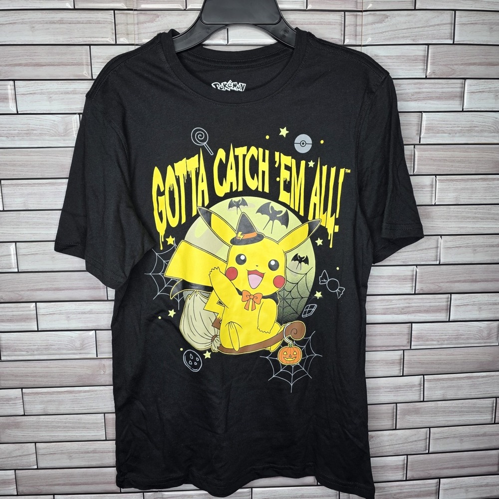 New Pikachu‎ Pokemon Halloween Boys Short Sleeve Graphic T-Shirt Size XL (14-16)